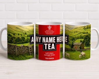 Personalised Yorkshire Countryside Tea Mug, Any Name Custom 11oz Ceramic Mug