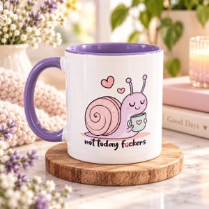 Sarcastic Snail Coffee Mug, Pastel Attitude Cup, Heather Handle (11oz)