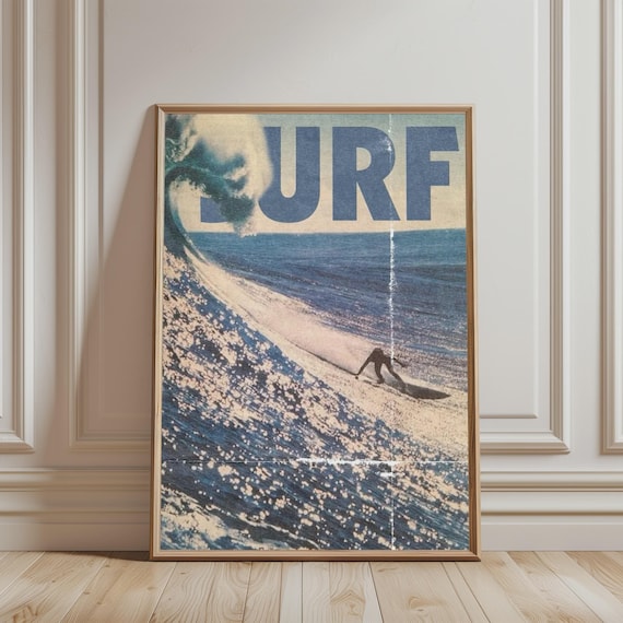 Surfing Adventure Poster, Wave Art Print, Ocean Illustration, Coastal Wall Decor, Surfing Artwork