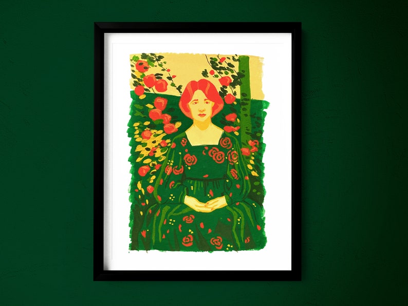 A Study in Womanhood, Portrait Art Print, Magical Girl, 5x7 Gouache Painting, Thomas Edwin Mostyn Study, Romantic Artwork, Home Decor Gift image 5