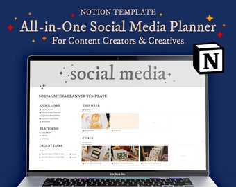 Notion Template Social Media Content Planner and Tracker for Content Creators, Artists, and Creatives, Instagram, TikTok, & YouTube