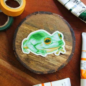 Autocollant en vinyle imperméable à l’eau frog, autocollant dessiné au crayon de couleur pour ordinateur portable, bouteille d’eau ou journal