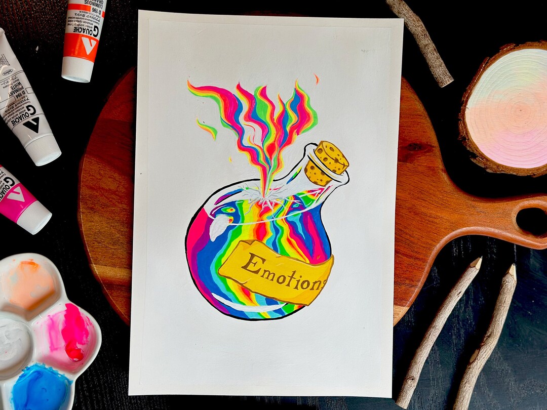Emotion Potion Example Emotion Potion Original Acryla Gouache Painting, Magical Rainbow Wall ...