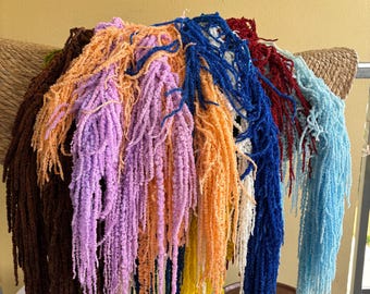 Steli di amaranto penduli e conservati. Decorazioni per la casa. Composizioni floreali per matrimoni.
