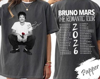 Bruno Mars Tour 2026 Shirt, Romantic Tour Concert Tee, Vintage Pop Music Shirt, Bruno Mars Fan Gift