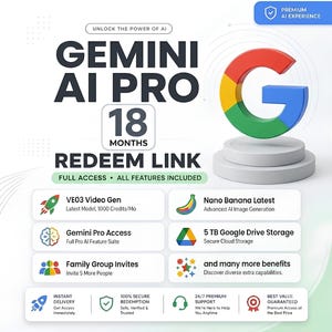 Gemini AI Pro / 18 meses de acceso completo / Enlace de canje / Google