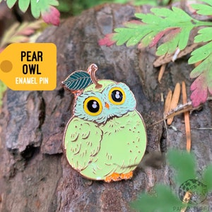 Pear Owl Cat Enamel Pin by Paper Puffin