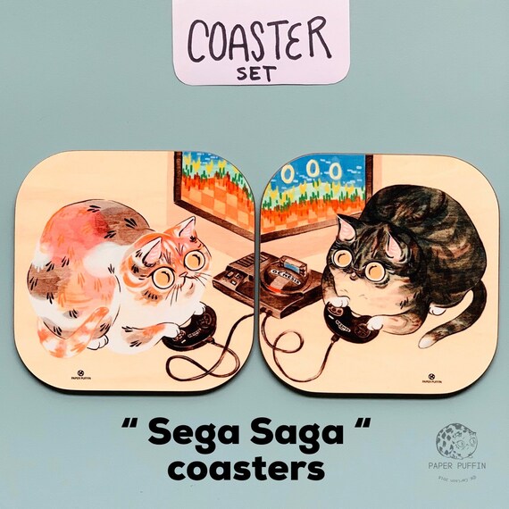 Coasters sega Saga Cats Set of 2 Genesis Sonic Etsy