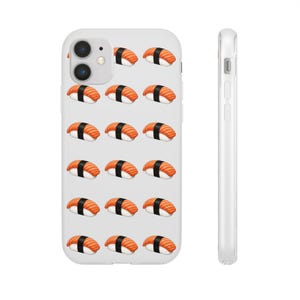 Salmon Sushi Pattern Phone Case | Flexi Case, Cute Kawaii Nigiri Design