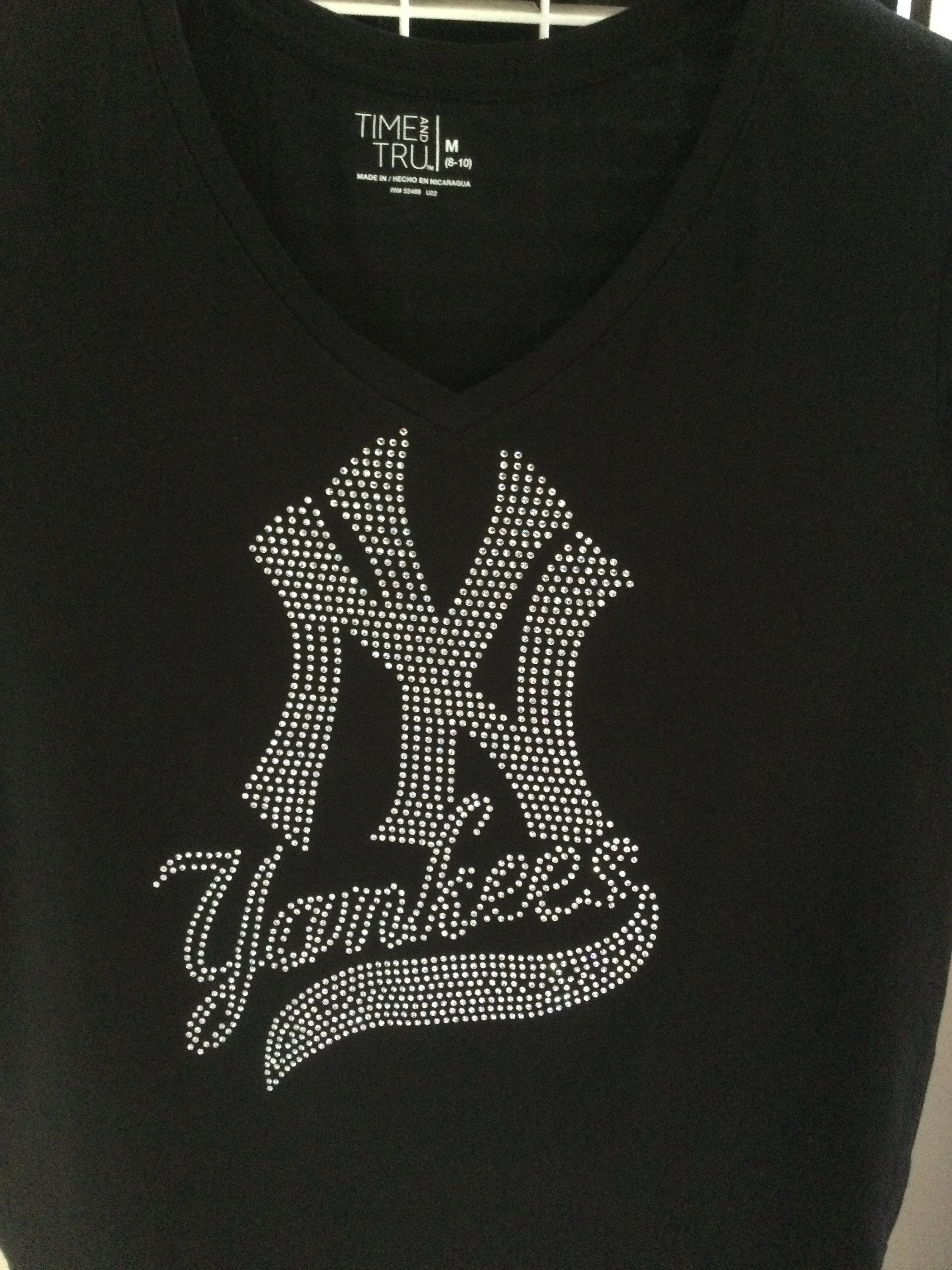 Yankees Bling Baseball Mom Jersey T-Shirt; glitter vinyl