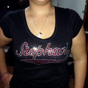 Personalized your black  T-Shirt in V-Neck, short sleeve or Tank Top