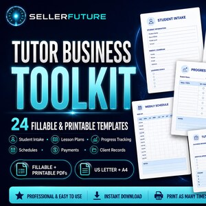 Tutor Business Forms Bundle | 24 Fillable PDFs | Lesson Plans, Student Intake & Progress Trackers