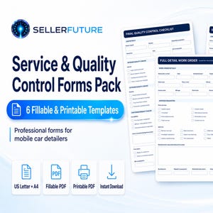 Auto Detailing Service and Quality Control Forms, 6 Fillable PDF Templates