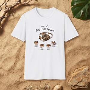 Funny Pied Ball Python T-Shirt, Moods of a Pied Ball Python, Reptile Lover Gift, Funny Snake Shirt, Graphic Tee, Exotic Pet, Herpetology