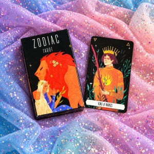 Zodiac Tarot Card Deck, Celestial Illustrated Cards, Witchy Gift