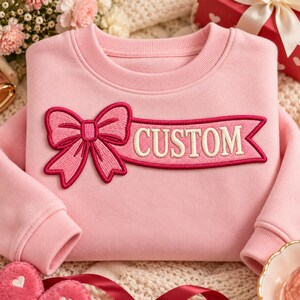 Custom Name Embroidered Patch: Personalized Bow Ribbon
