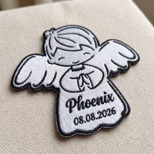 Custom Angel Patch: Personalized Memorial Baby Boy Embroidered Iron On