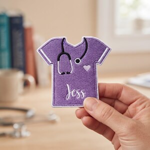 Custom Nurse Patch: Personalized Scrub Top Embroidered Iron On
