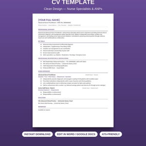 Nurse Specialist / Advanced Practice CV Template