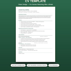 Return-to-Nursing CV Template