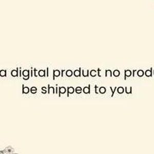 以下が含まれることがあります： クリーム色のデジタル画像で、中央に黒い文字で「This is a digital product no product will be shipped to you」と書かれています。右上と左下の隅には、ピンクと白の花の繊細なイラストが描かれています。