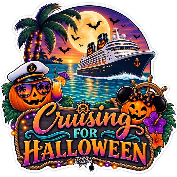 Cruising For Halloween Cruise Door Magnet, Pumpkin, Bats & Halloween Cruise Door Sign