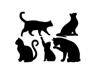 Black Cat Silhouette Halloween Variety Package 15 Vinyl Cat Stickers ...