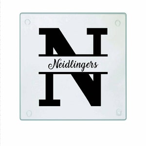 Glass Cutting Board- Custom | wedding gift | birthday gift | monogram | kitchen | last name | personalized | serving dish |