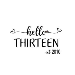 Hello Digital Download, est 2010, Hello Thirteen, Hello SVG, Hello PNG, 13 svg, official teenager