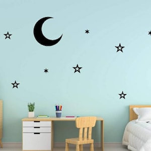 Moon and Star Decals | kids or adult bedroom | nursery decor |