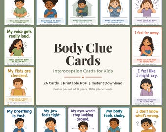 Interoception Cards for Kids, Body Signals and Feelings Emotional Regulation Tool, Trauma Informed Coping Skills, Printable PDF
