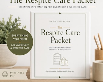 Printbaar pakket voor respijtzorg | Formulier voor overdracht van respijtzorg vanuit pleegzorg, informatieblad voor verzorgers, medicatielogboek, routine- en comfortnotities voor kinderen