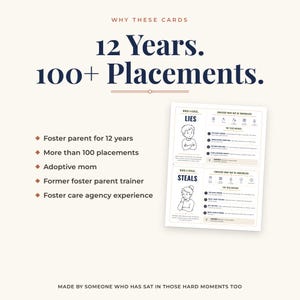 Trauma informed parenting cards created by a foster parent of 12 years with more than 100 placements, adoptive mom, former foster parent trainer with foster care agency experience, challenging behavior support you can trust