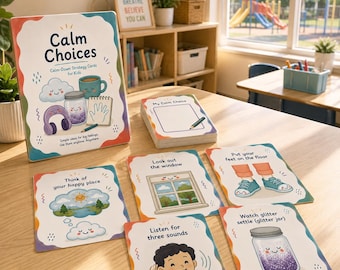 Rustgevende Keuzekaarten voor Kinderen | Printbare Kalmeerhoek Copingstrategieën, Zelfregulatiekaarten voor in de klas, therapie, counselor, SEL