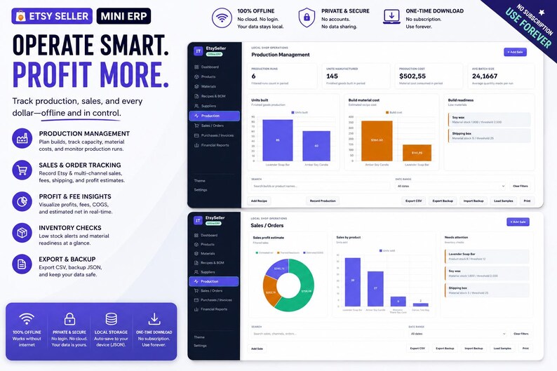 Gui Exercises In Html And Javascript Etsy Seller Inventory & Profit Tracker, Handmade Product Stock ...