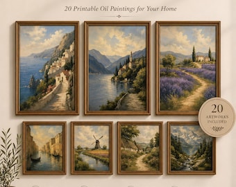 Complete European Landscape Collection, 20 Printable Wall Art Prints, Vintage Oil Painting Bundle