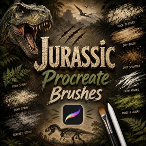 Jurassic Procreate Brushes | Dinosaur Stamp Brush Set | Prehistoric Digital Brushes | iPad Art | Apple Pencil | Instant Download