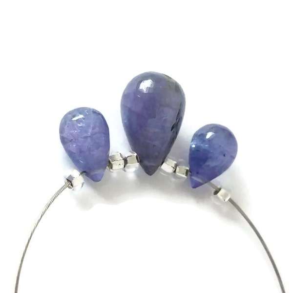 Stunning Tanzanite Teardrop Briolettes, 5x8-6x11mm, Tanzanite Gemstones, Smooth Teardrop Briolettes