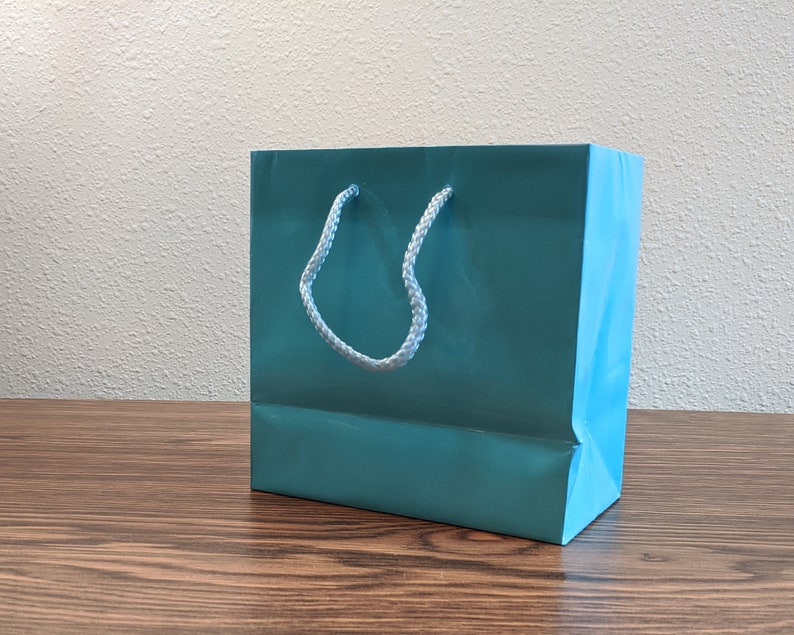 Pack of 5 Glossy Teal Tote Bags With Rope Handles 6.5 X 3.5 X | Etsy