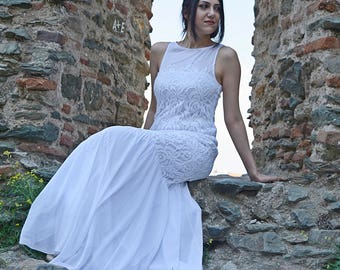 Wedding Long Lace Bridal Dress, Bohemain Wedding Clothing, Boho Wedding Dress, Vintage Wedding Dress, Simple Wedding Dress Bridal Dresses