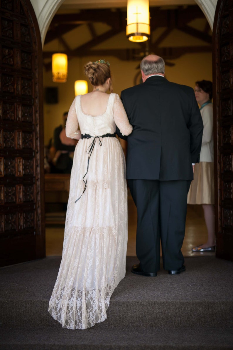 Ivory Lace Wedding Dress, Open Back Wedding Dress, Lace Bridal Dress, Lace Bridal Gown, Lace Wedding Gown, Soft Lace Boho Ivory Bride Dress image 9