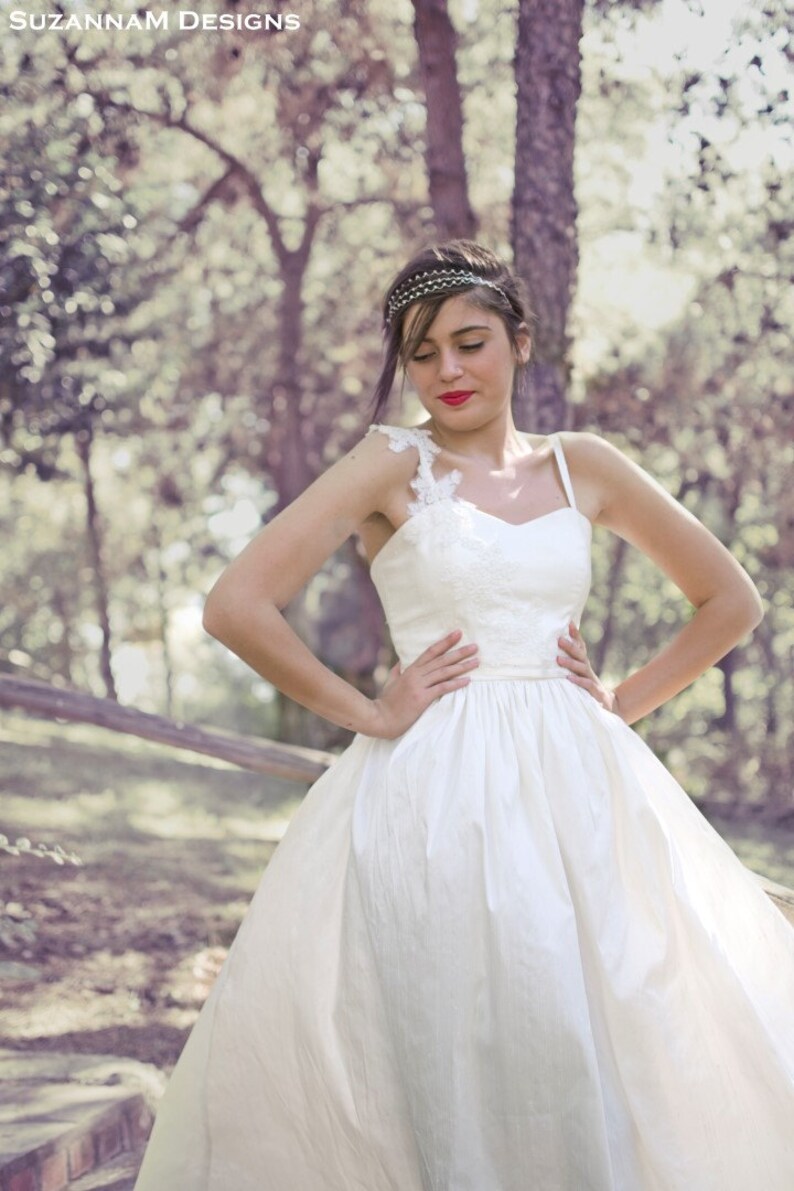 Dupioni Long Dress Ivory Wedding Dress Romantic Long Bridal Etsy