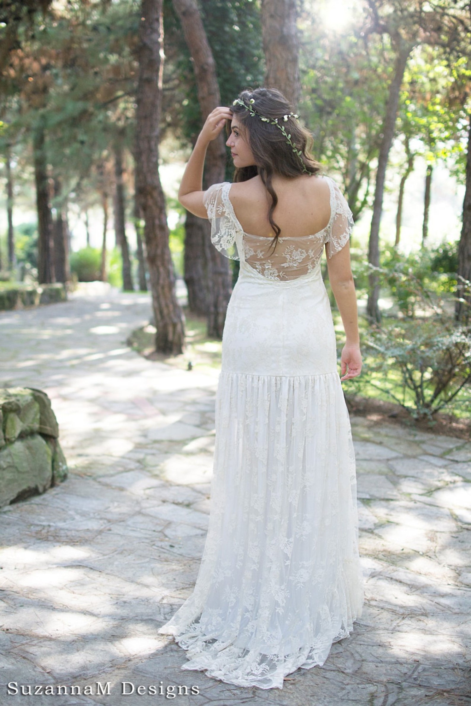 Wedding Dress Bohemian Cream Ivory Lace Bridal Boho Dress - Etsy