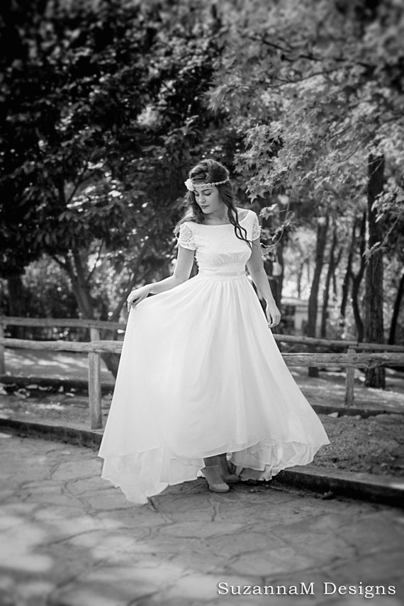 white 50's wedding dress