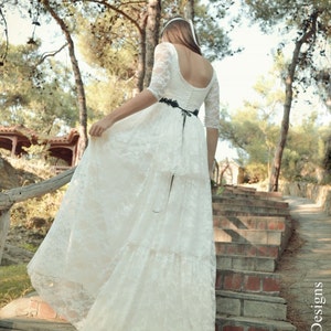 Ivory Lace Wedding Dress, Open Back Wedding Dress, Lace Bridal Dress, Lace Bridal Gown, Lace Wedding Gown, Soft Lace Boho Ivory Bride Dress image 2
