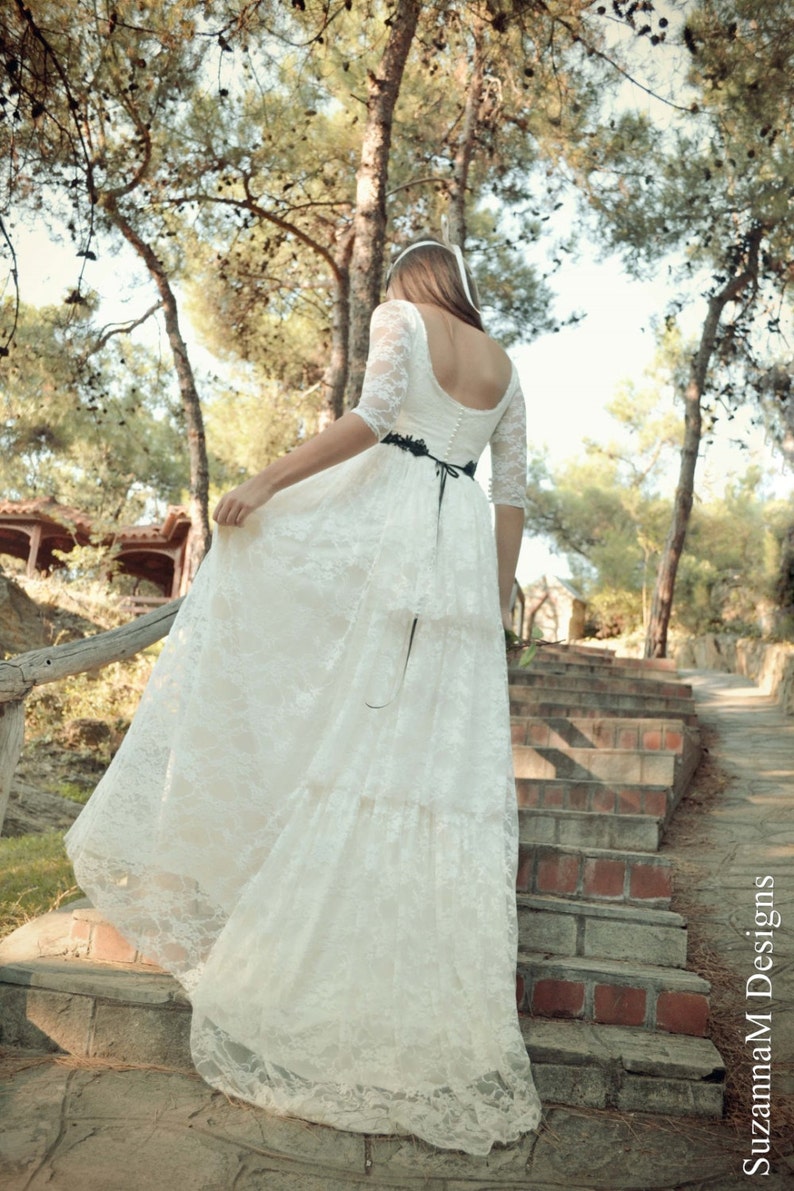 Ivory Lace Wedding Dress, Open Back Wedding Dress, Lace Bridal Dress, Lace Bridal Gown, Lace Wedding Gown, Soft Lace Boho Ivory Bride Dress image 2