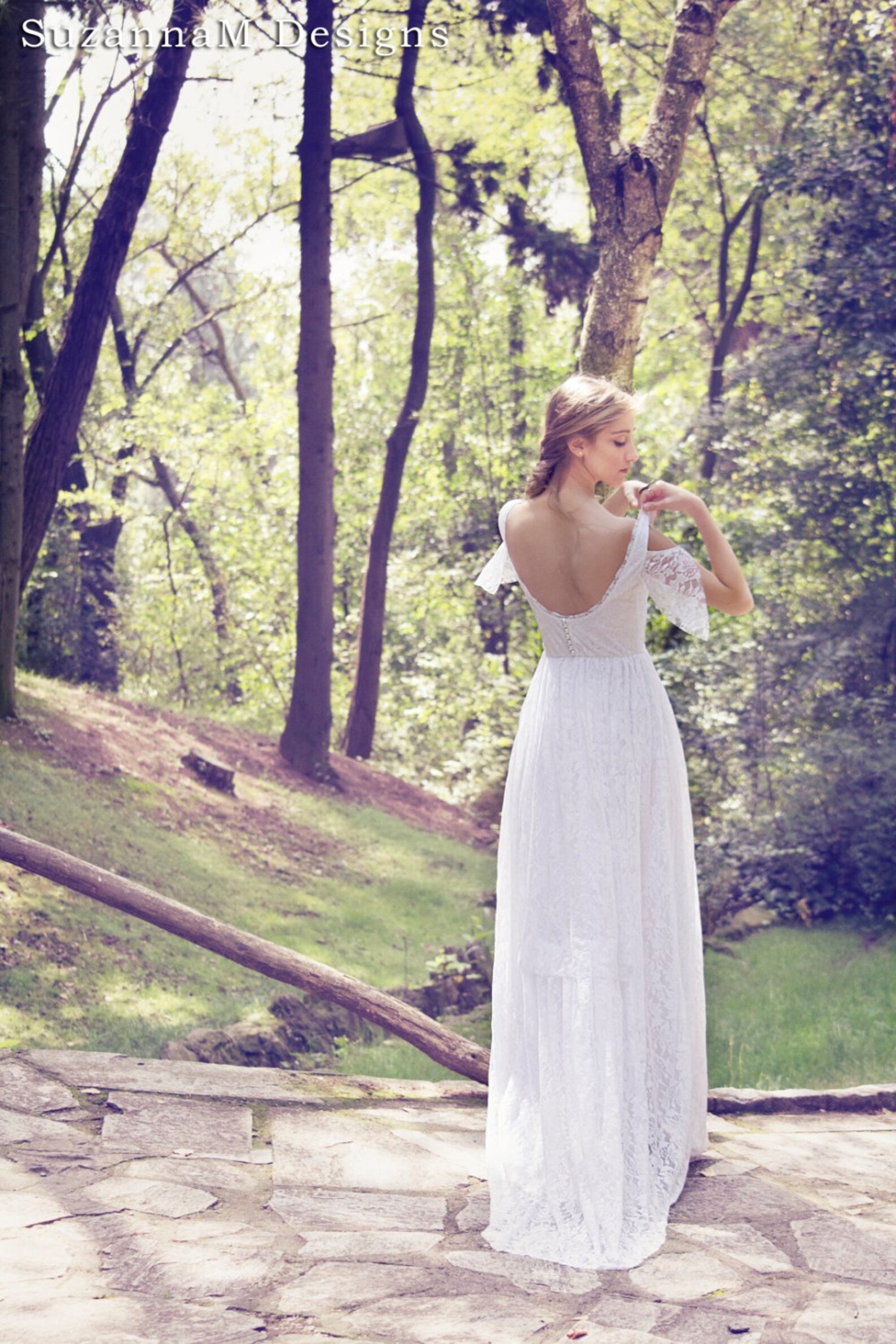 Boho Wedding Dress, Bohemian Bridal Gown, Long Wedding Dress, Gypsy
