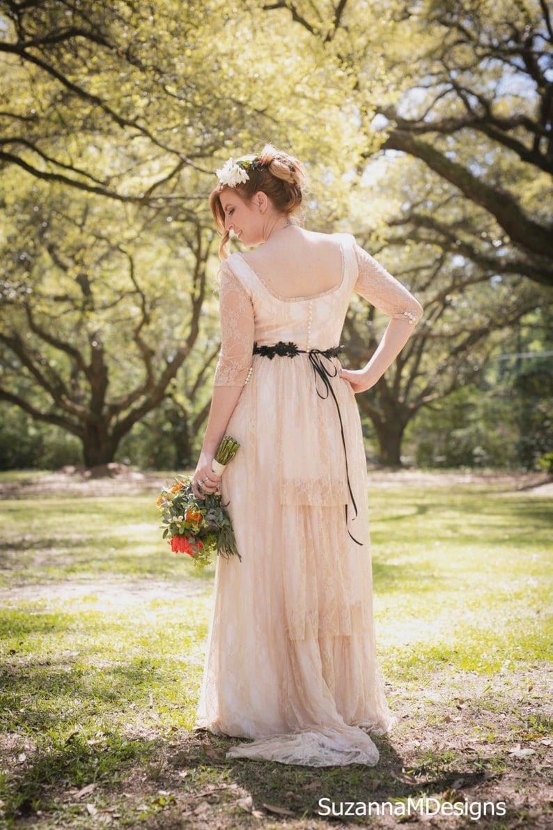 Ivory Lace Wedding Dress, Open Back Wedding Dress, Lace Bridal Dress, Lace Bridal Gown, Lace Wedding Gown, Soft Lace Boho Ivory Bride Dress image 7