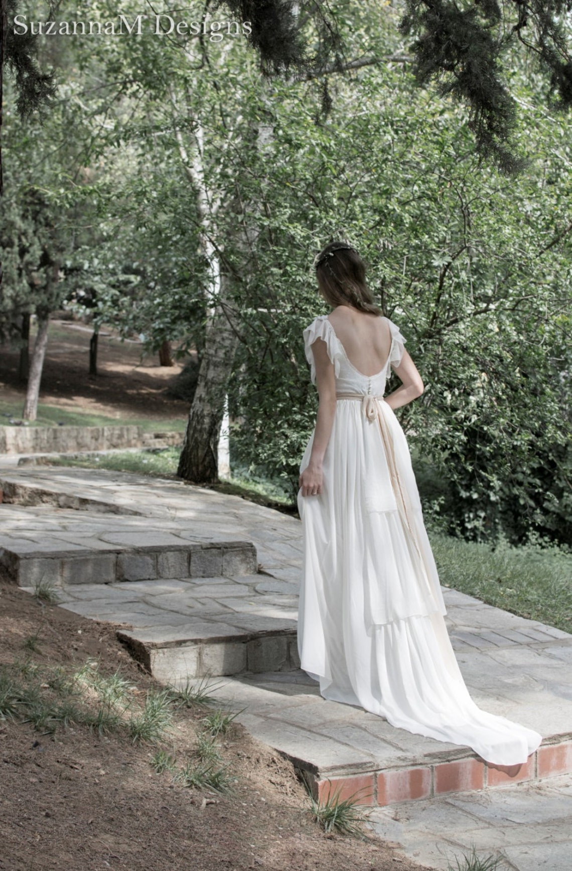 Ivory Bohemian Wedding Dress Long Boho Wedding Gown Bridal Etsy