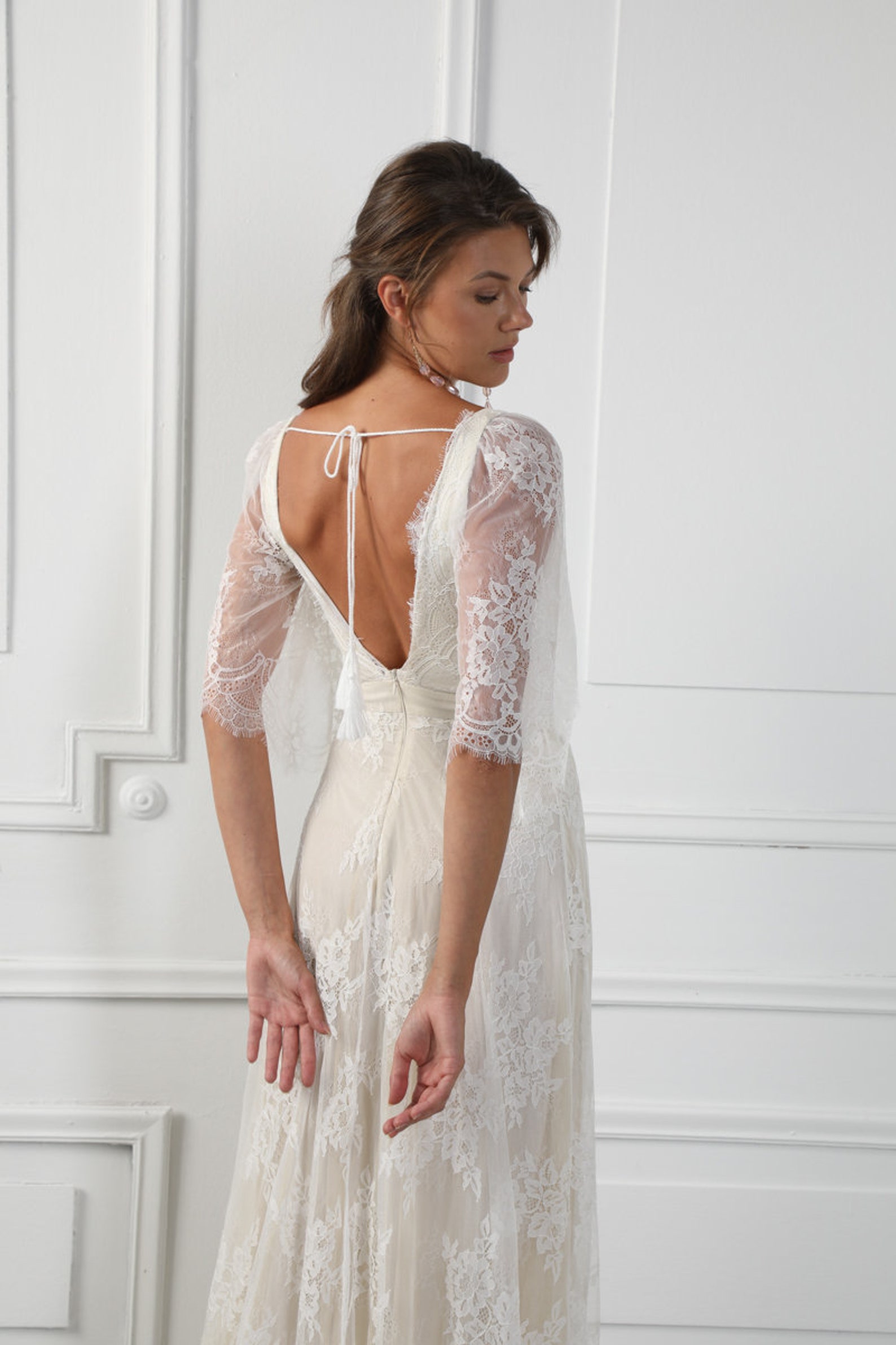 JOLANDA Boho Wrap Skirt French Lace Wedding Dress Bohemian | Etsy